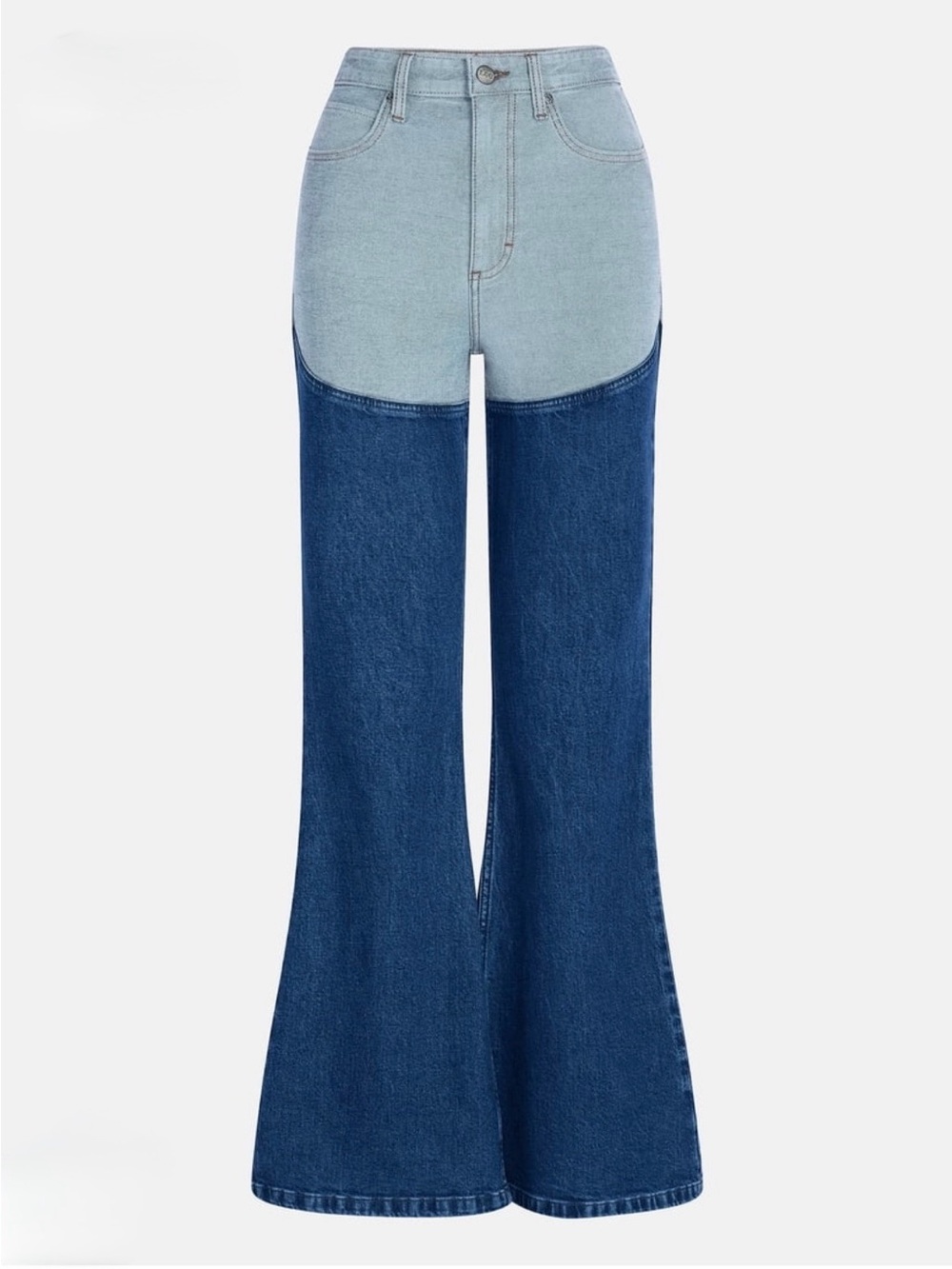 “Kacey” Lee Two-Tone Blue Flare Jeans